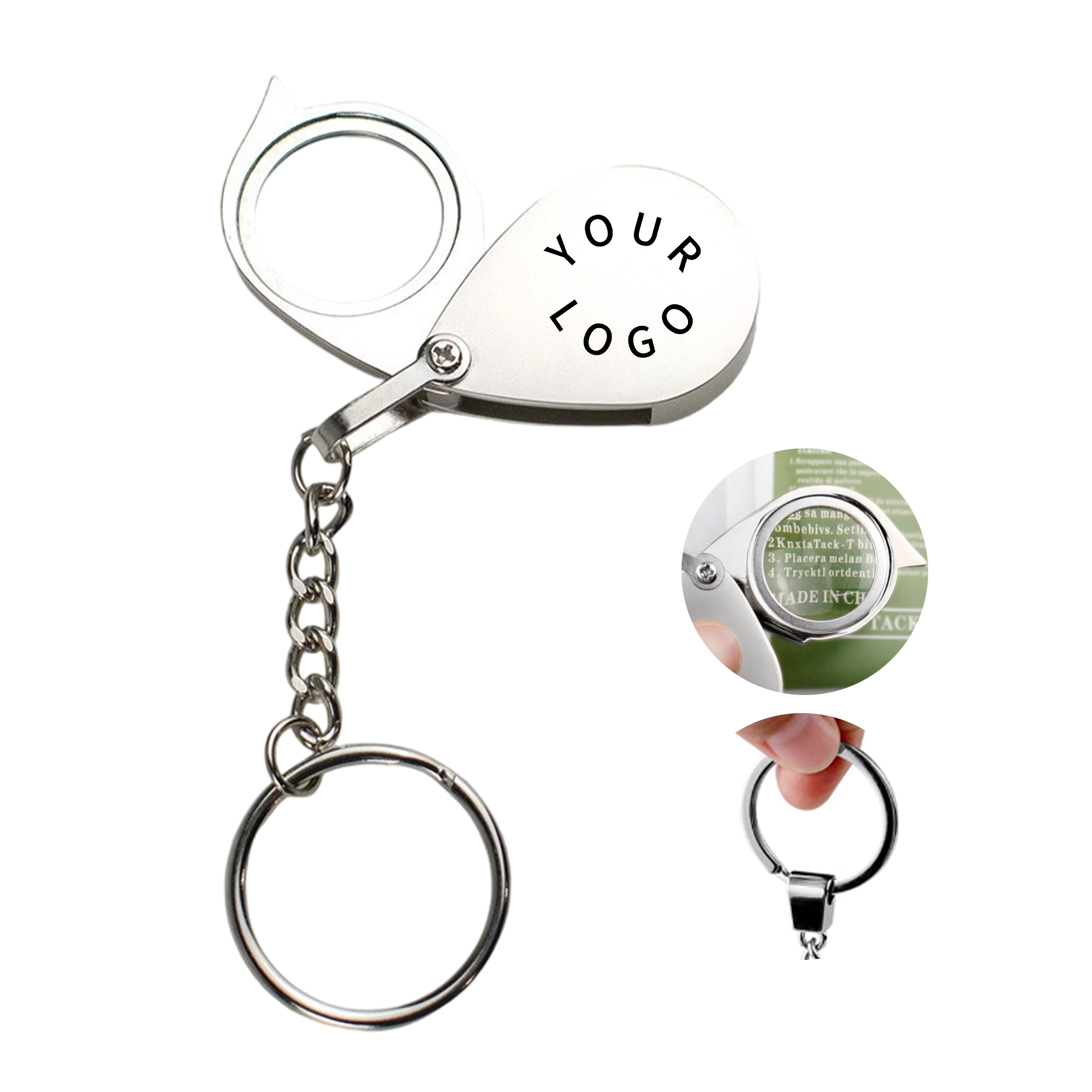 Folding Pocket Magnifier With Key Ring 1.77" By 1.44" By 0.47" 2