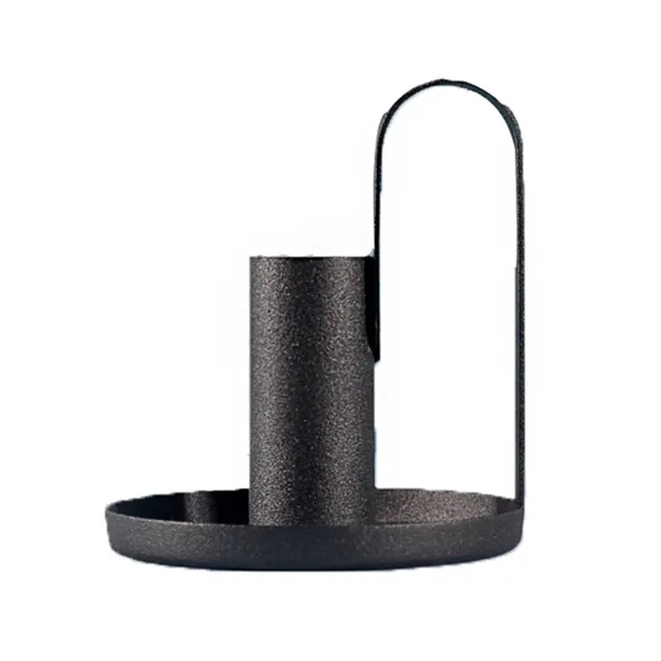 Black Wrought Iron Candle Base With Handle 6