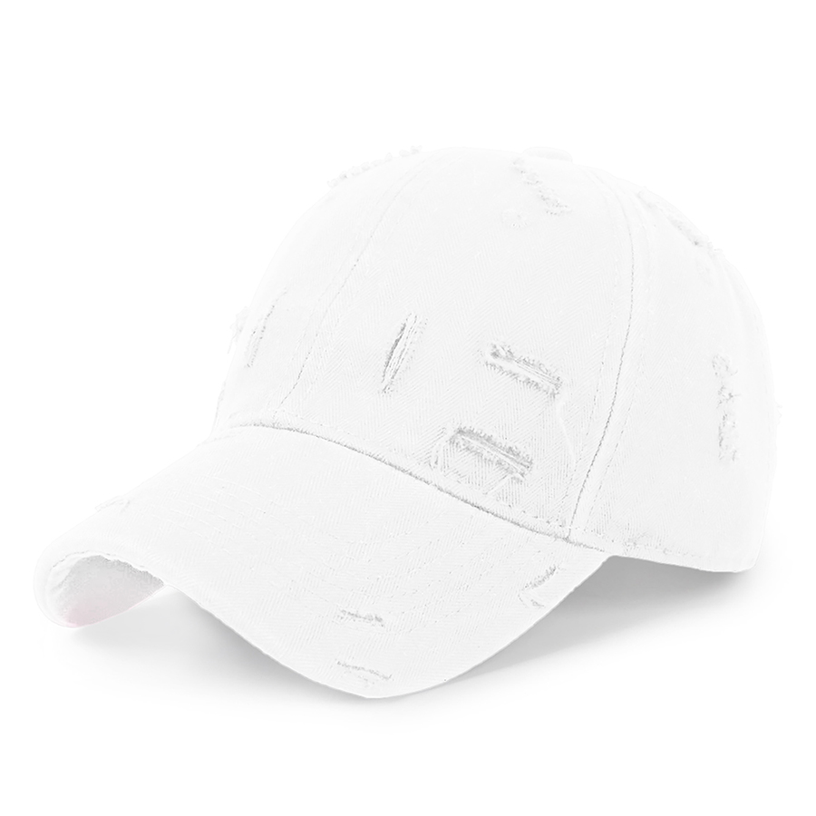 Stock Solid Color Ripped Cotton 6-Panel Baseball Cap 16