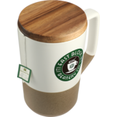 Tahoe Tea & Coffee Ceramic Mug with Wood Lid 16oz 95