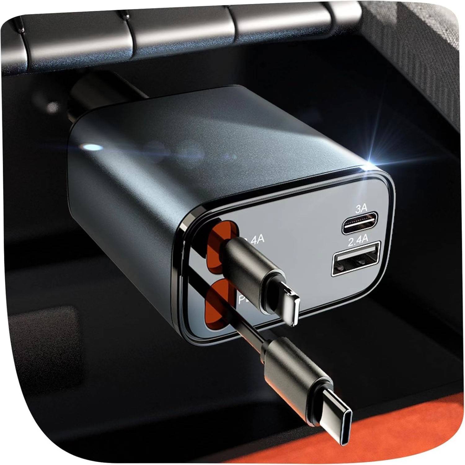 4 in 1 120W Retractable Fast Car Charger Adapter 3