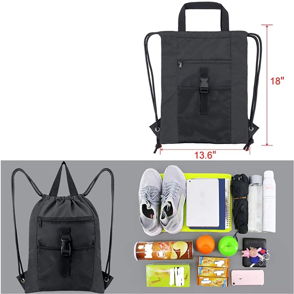 Drawstring Backpack Sports Gym Bag 3
