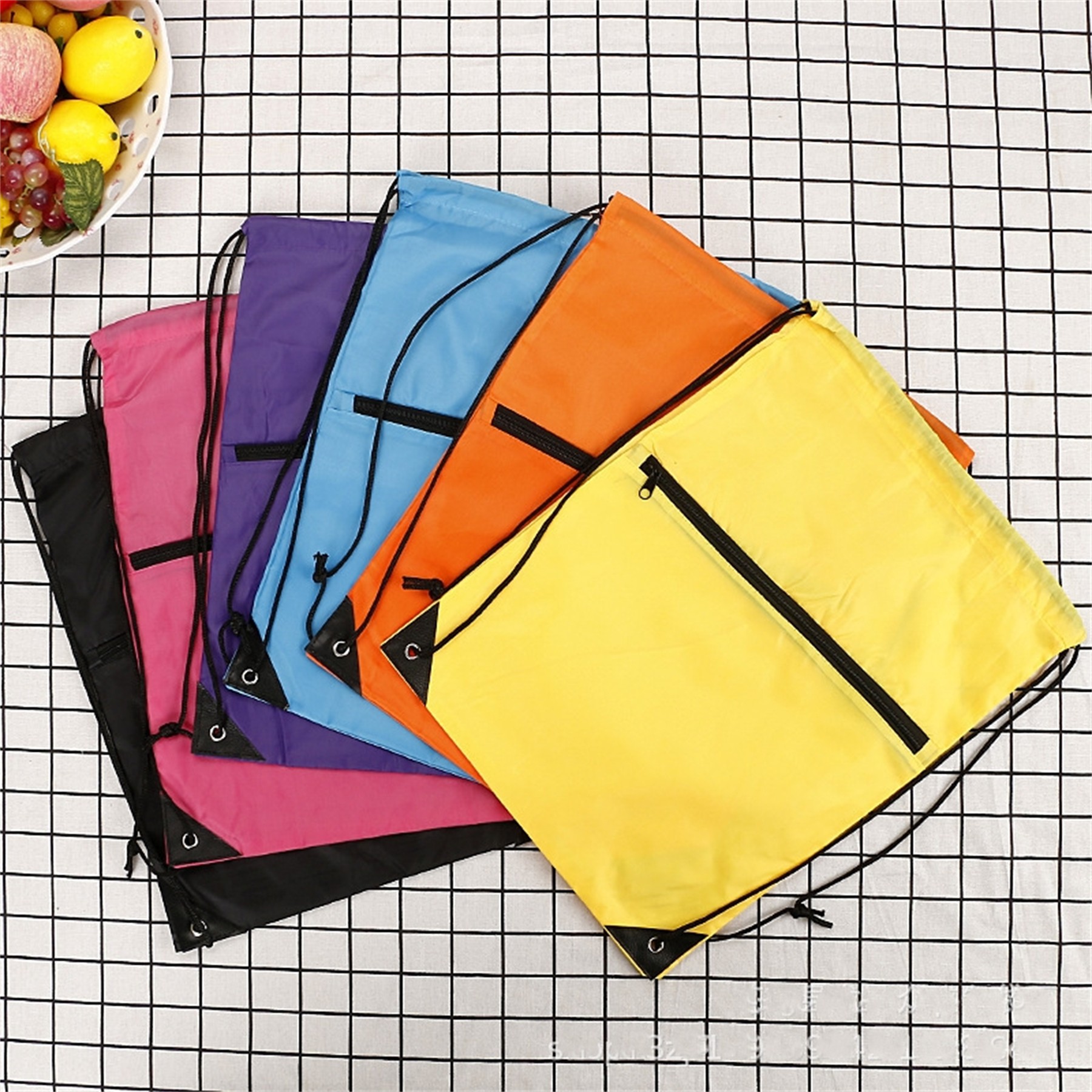 Zippered Drawstring Bag 1