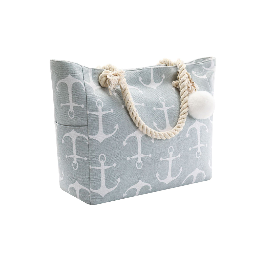 Large Canvas Striped Beach Bag, custom tote bag with logo imprint 4