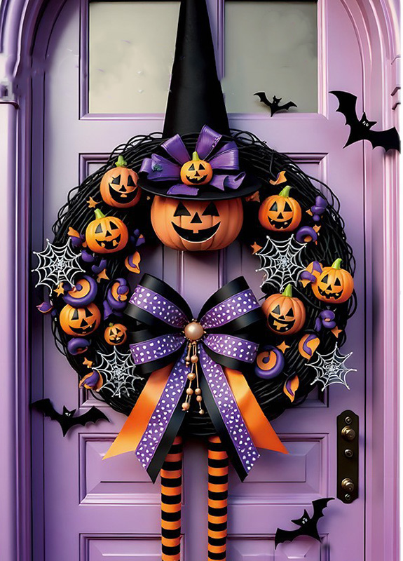 Halloween Witch Wreath Door Decoration 1