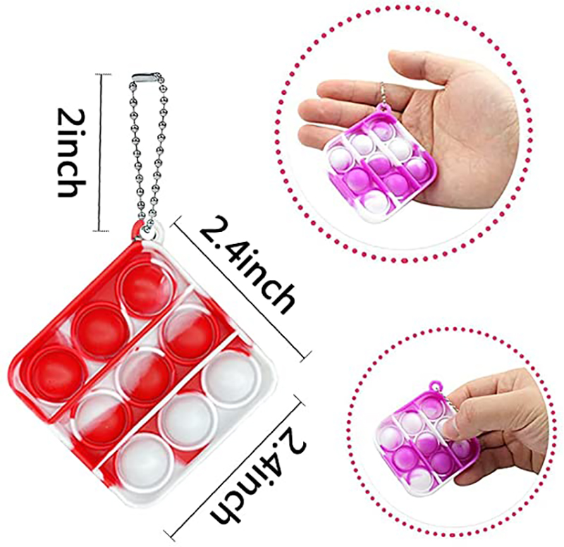 Square Shape Gradient Color Push Pop Key Chain/ Hook Up 6
