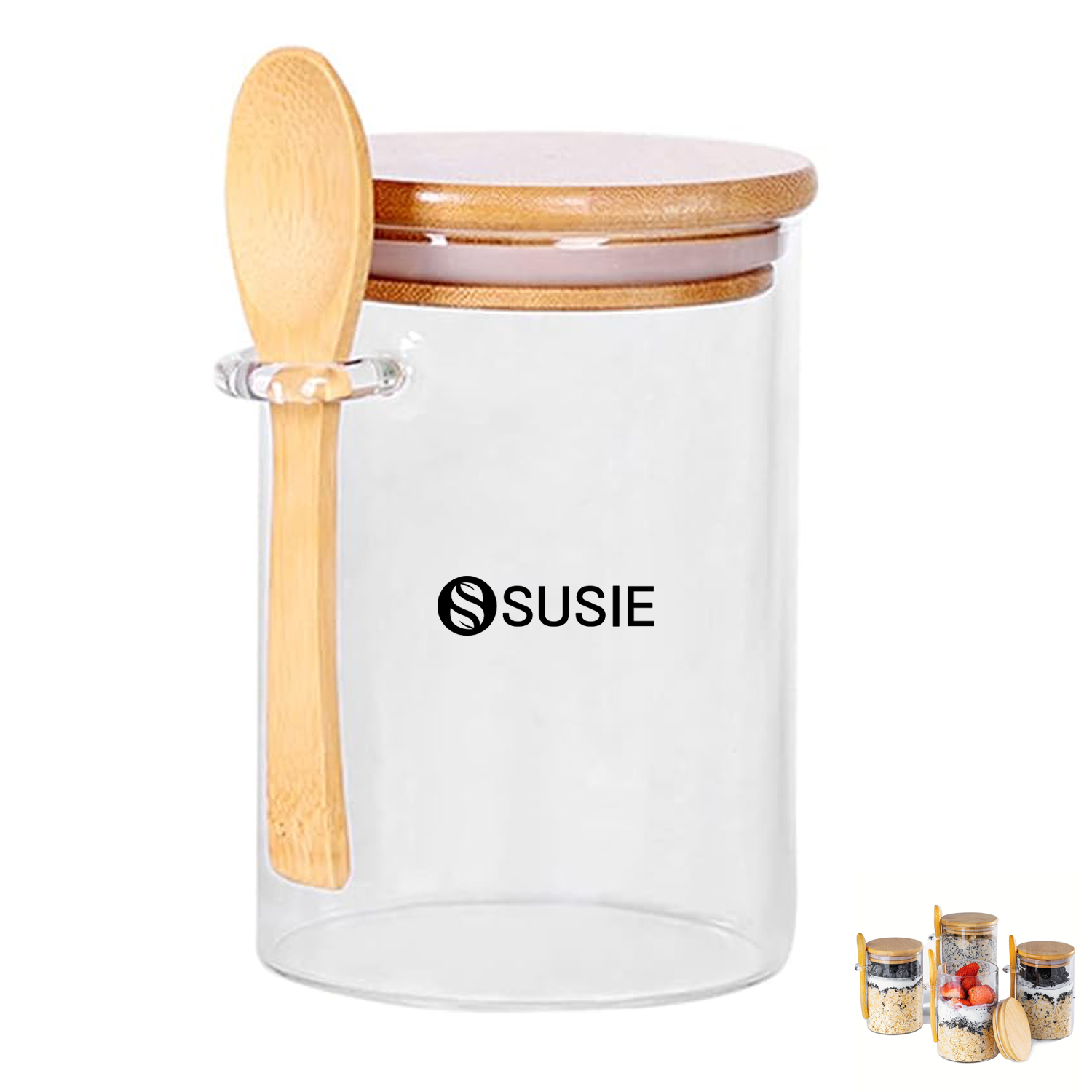 18Oz Overnight Oats Glass Containers w/ Bamboo Lids