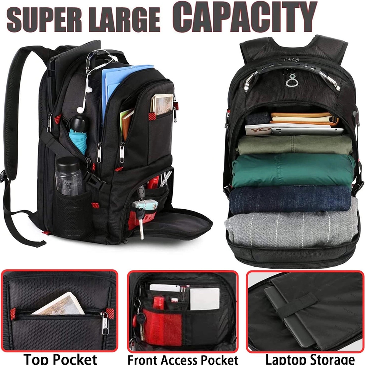 50L Large Capacity Travel Waterproof Bag Laptop Backpacks 5