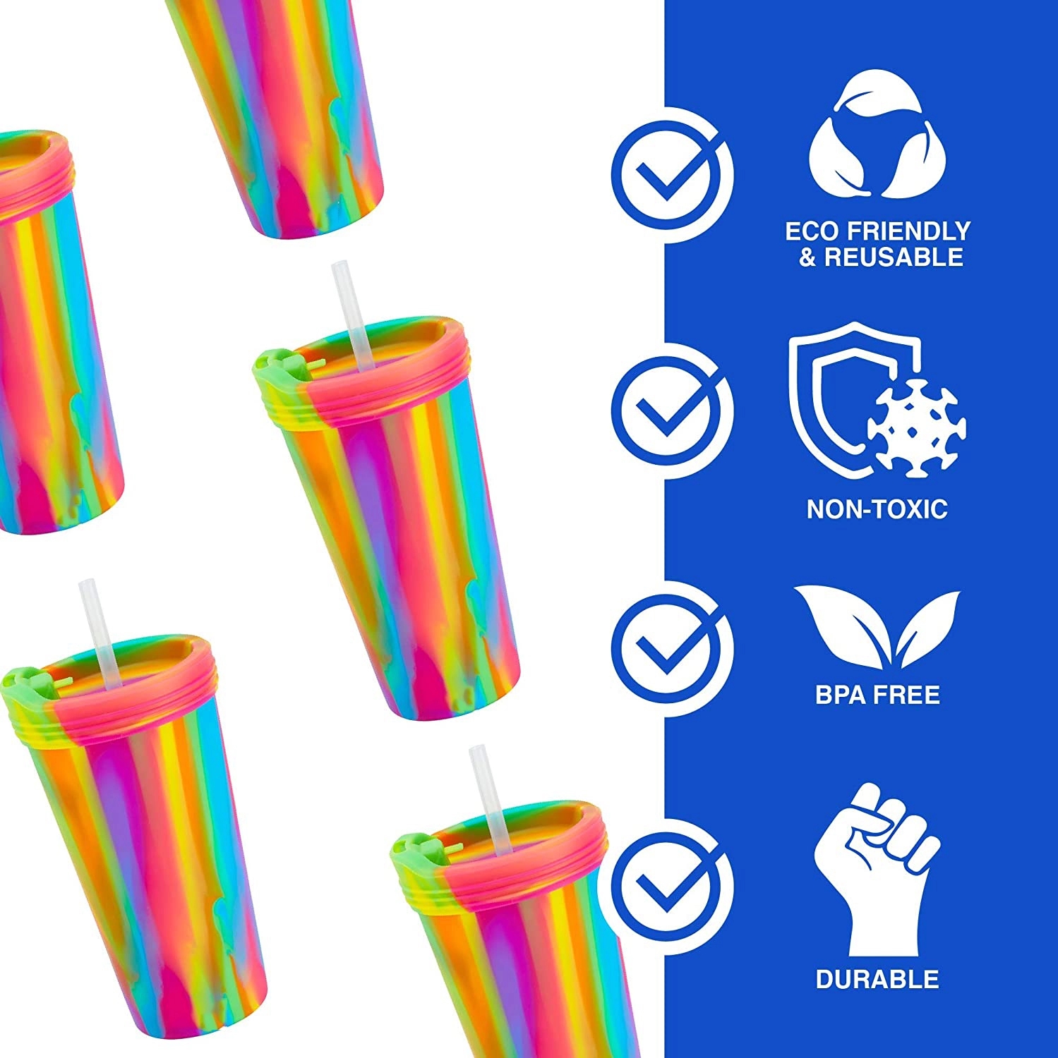 16oz Colorful Silicone Pint Cup with Lid and Straw 2