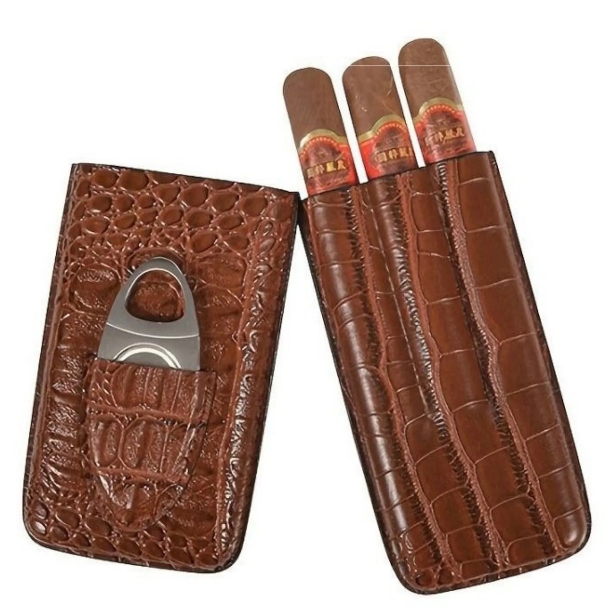 Premium Triple Cigar Leather Case 3