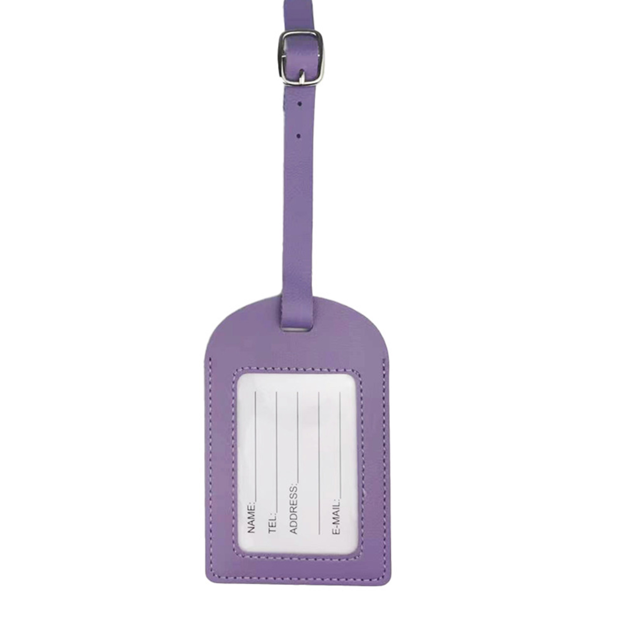 Debossed PU Leather Luggage Tag with Large Visable Window 3