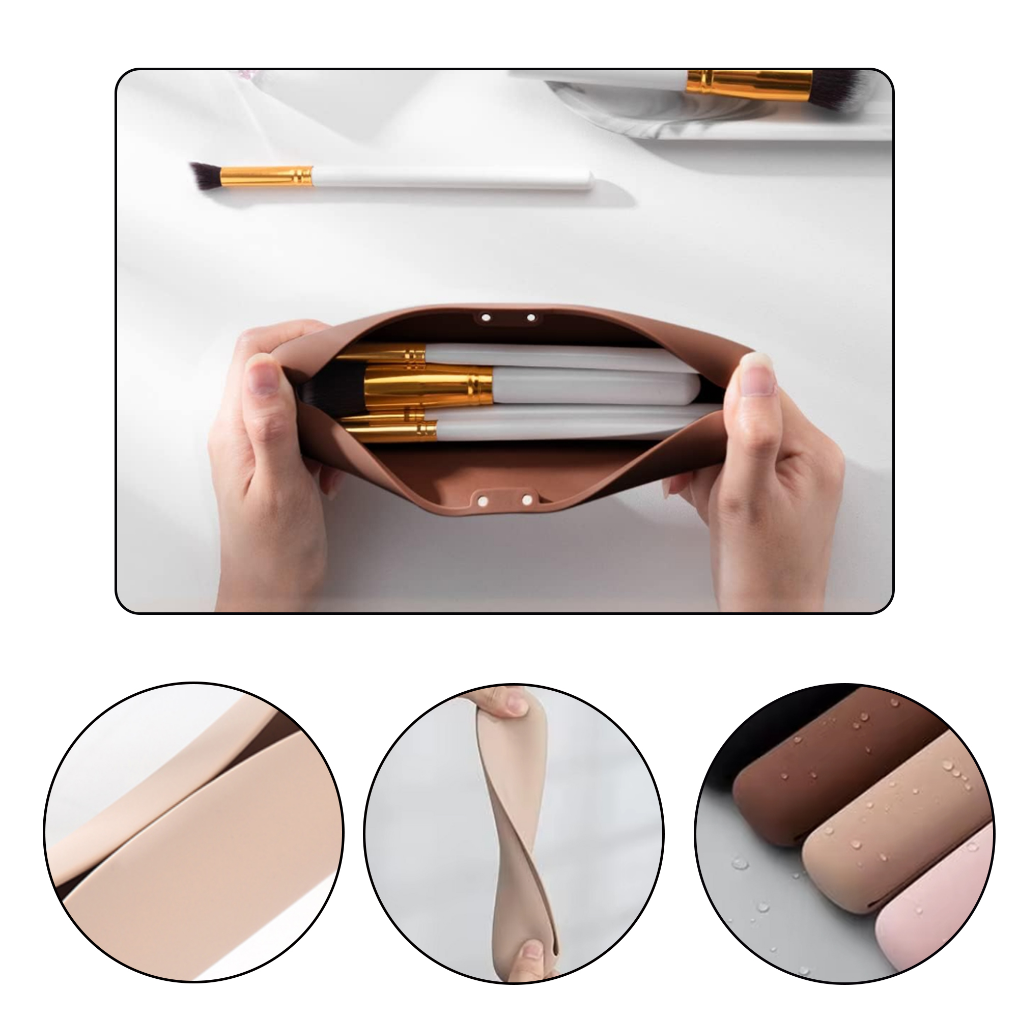 Waterproof Silicone Makeup Brush Organizer Bag 3