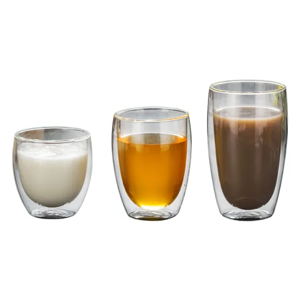 Double Wall Insulated Borosilicate Glass Cups 100/250/350/45 3