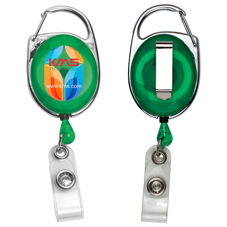 "Oberlin PI" 30" Cord PhotoImage ® Full Color Imprint* Retractable Carabiner Style Badge Reel and Ba 3