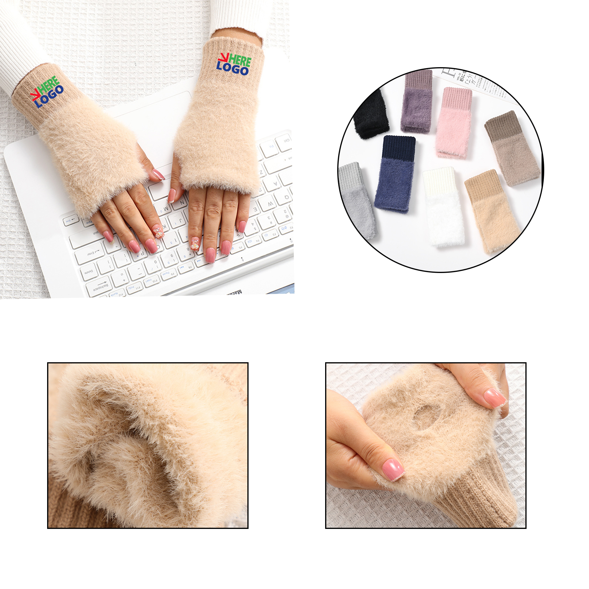 MOQ:10pcs Thermal Half Finger Gloves 3