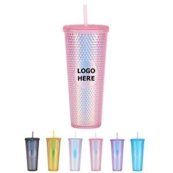 24Oz Glitter Studded Tumbler With Lid And Straw 3