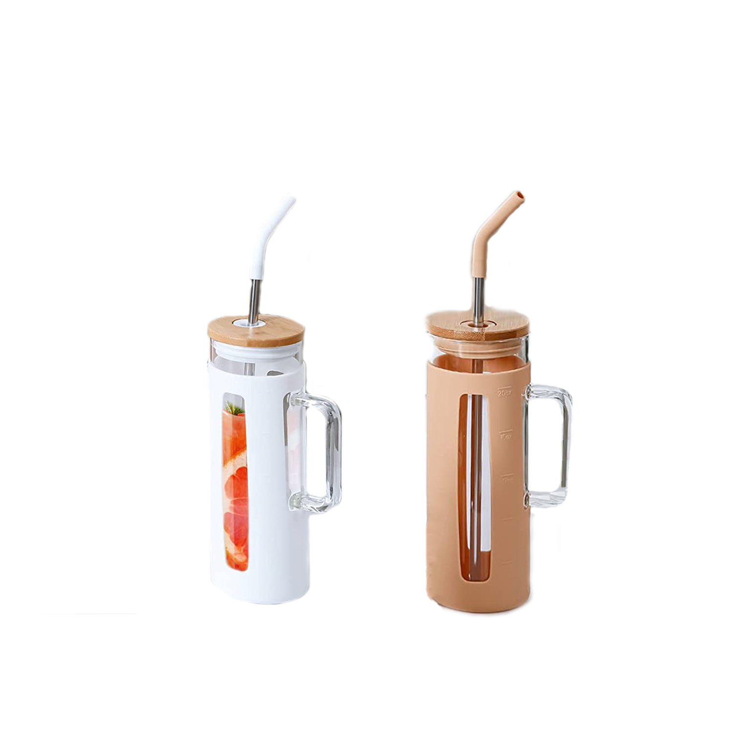20oz BPA Free Glass Straw Tumbler w/ Handle 5