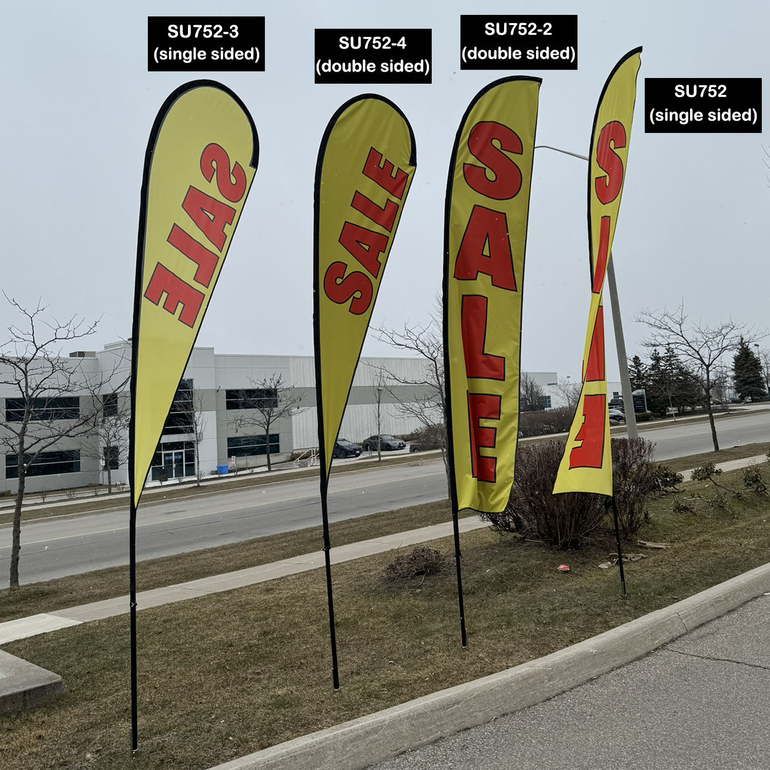 13.5' Large Tear Drop Flag Kit, Full Color Graphics One Side, Outdoor Spike base and Bag Included 15