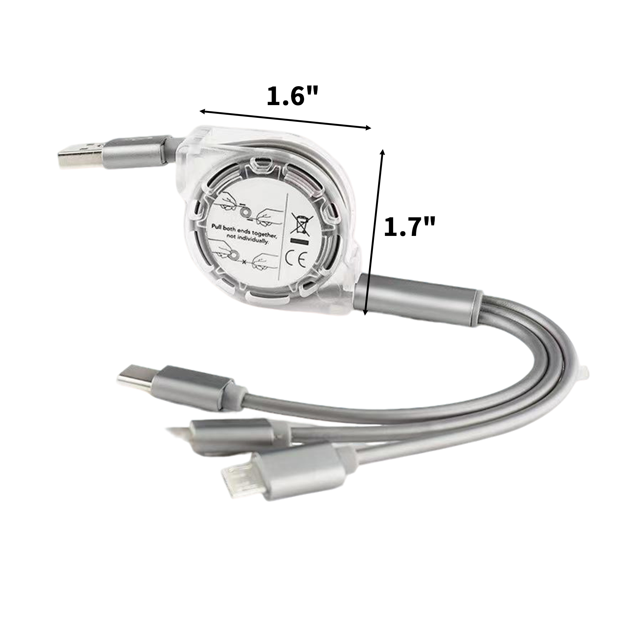 Three In One Retractable Charging Cable With Multiple Connectors 5