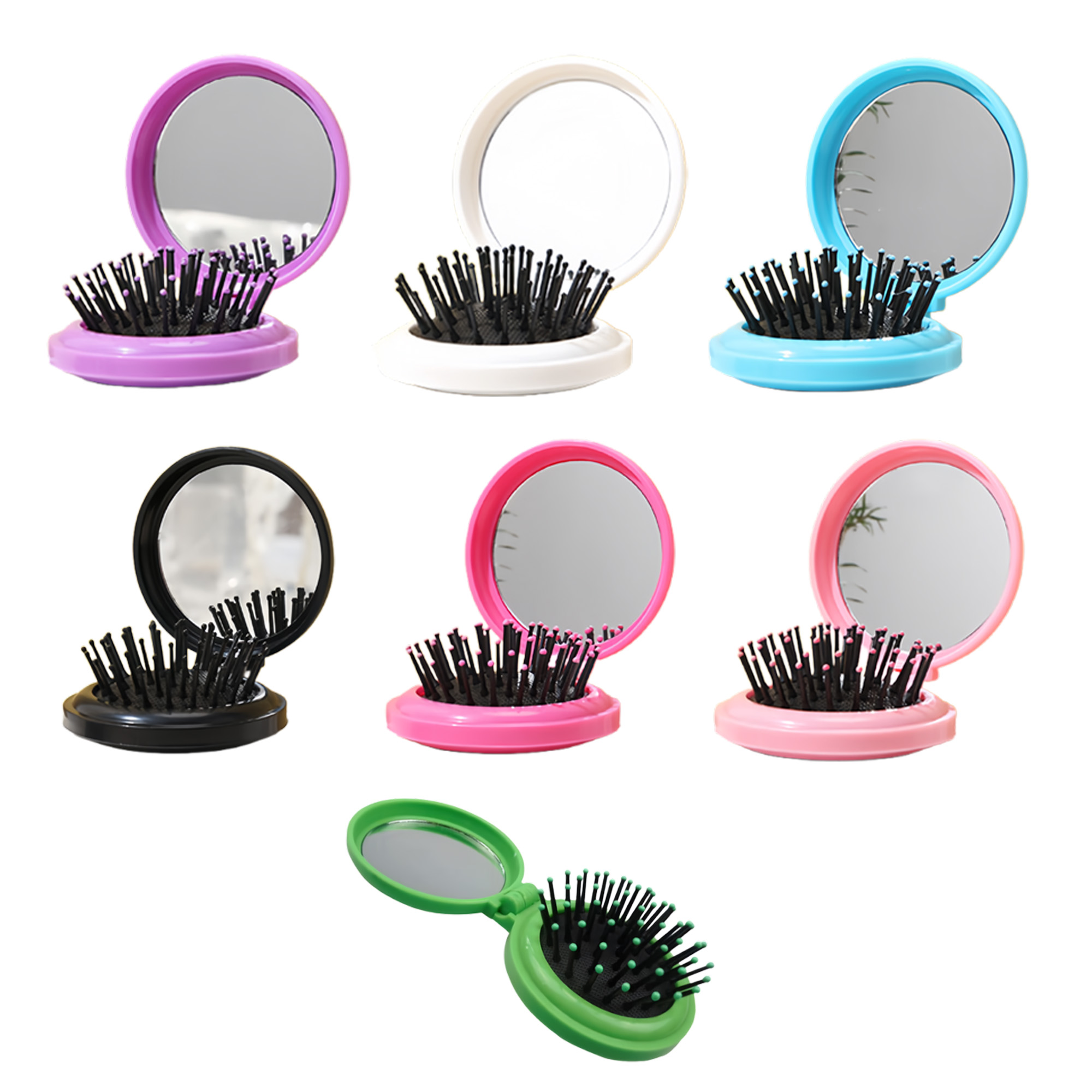 Round Portable Mirror Comb 4