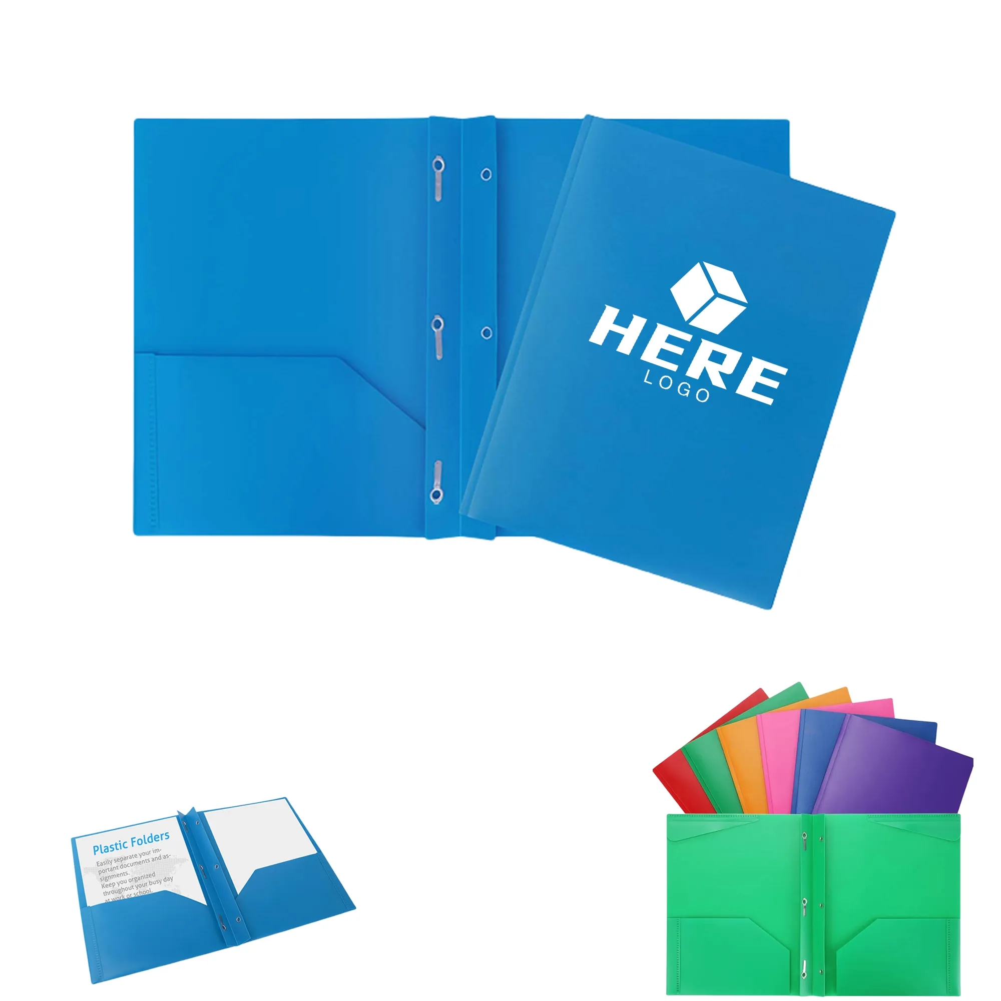 Plastic File 3 Hole Punch Folders with 2 Pockets(A4 Size)