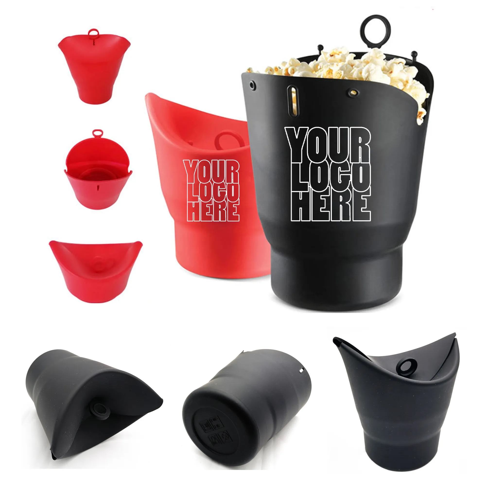 Silicone Microwave Popcorn Bucket With Lid 1
