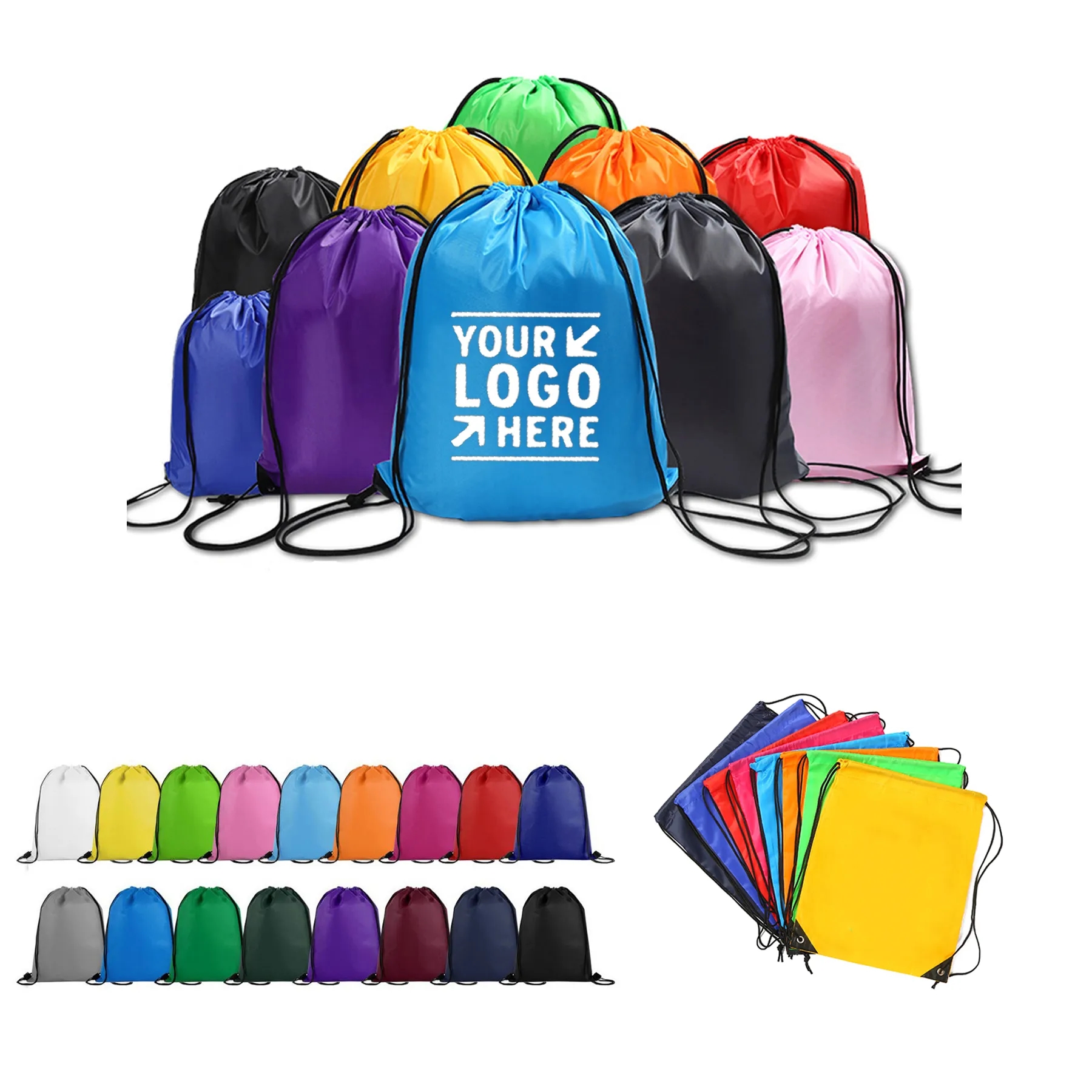Nylon Drawstring Backpack Reinforced Corner 1