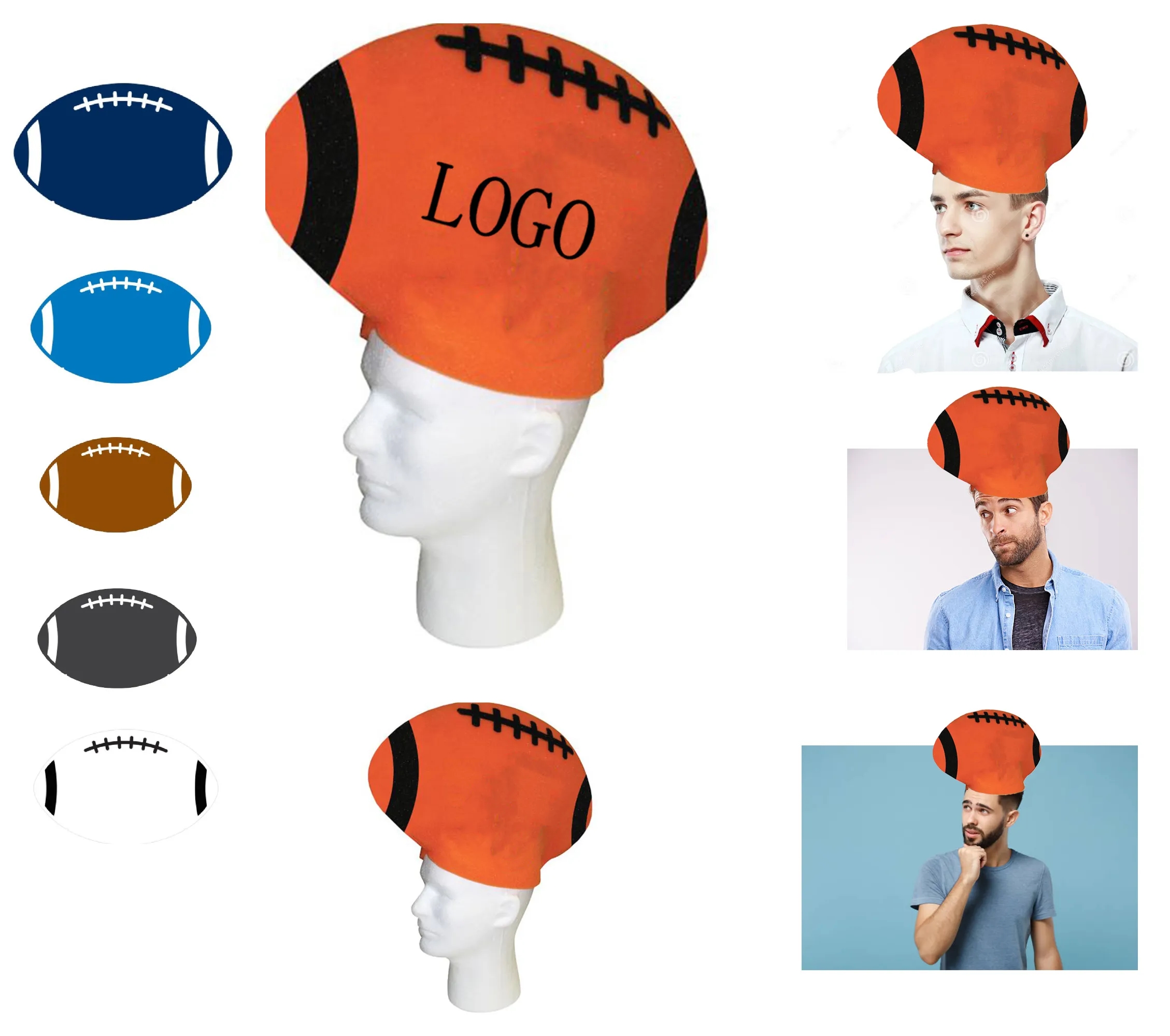 Football Foam Hat 4" x 9" 5