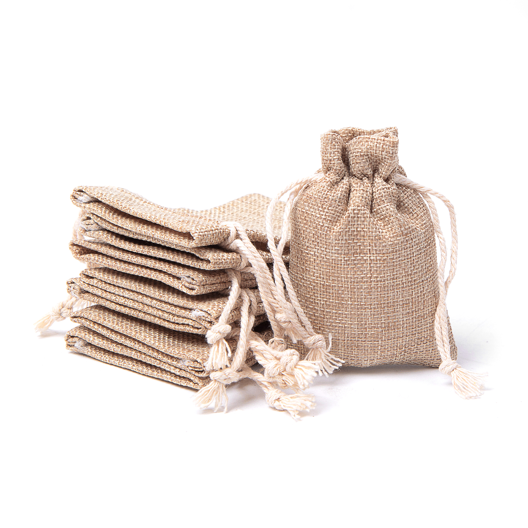 2 3/4" X 3 7/8" Burlap Drawstring Bag 2