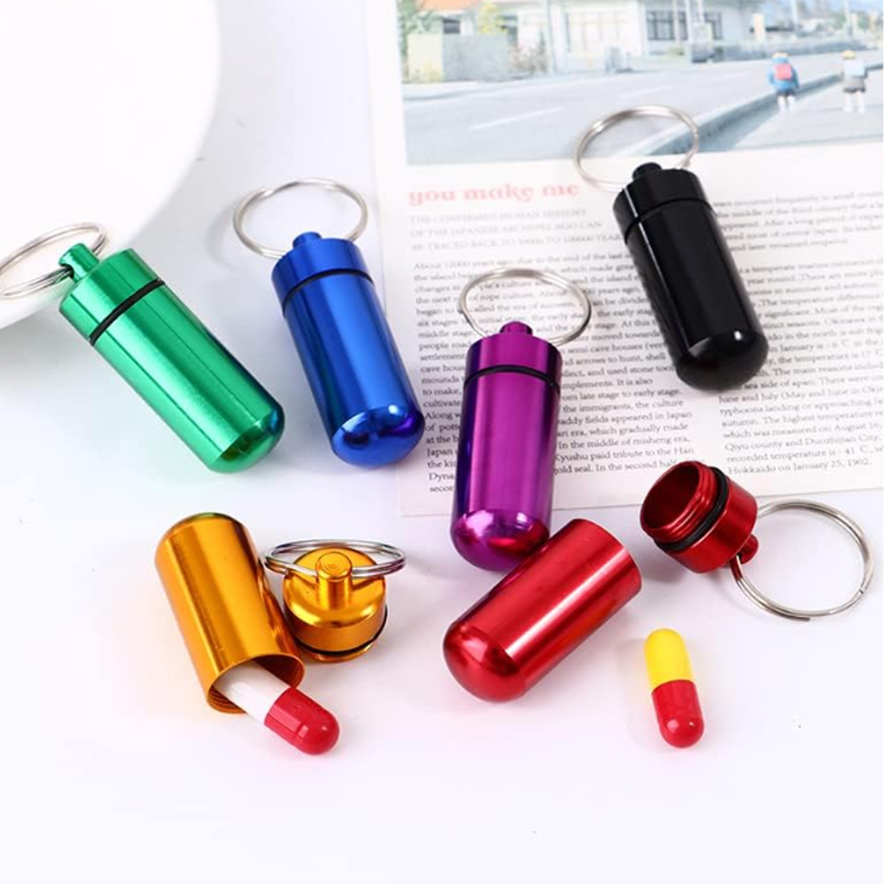 Waterproof Aluminum Small Medicine Box with Keychain 3