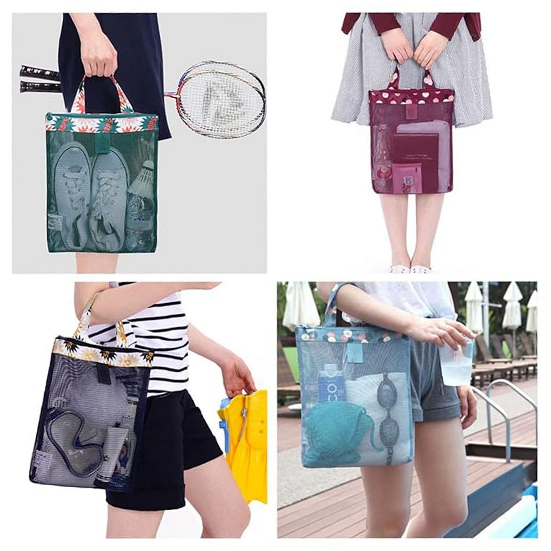 Foldable Women's Beach Mesh Shoulder Bag 3