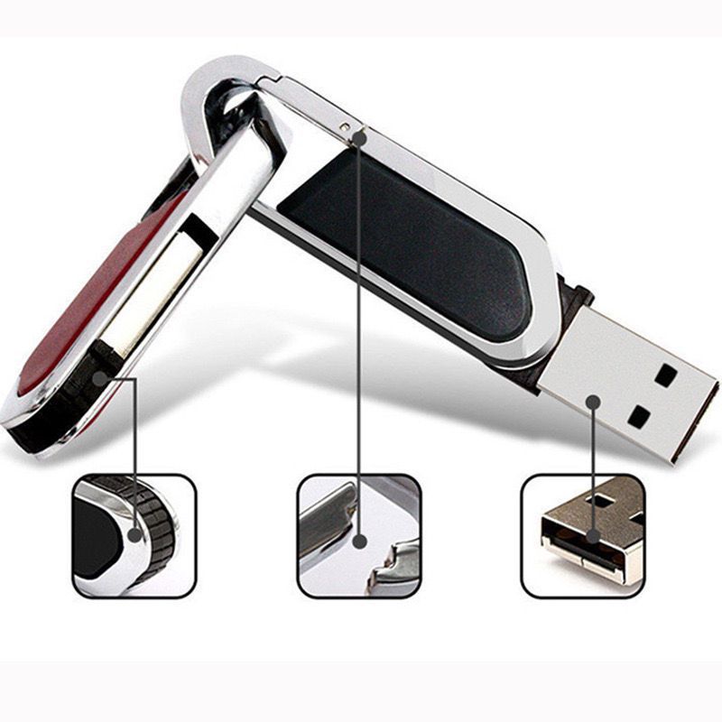 2GBCarabiner USB Drive With Metal Rim And Capless Push/Retract 1