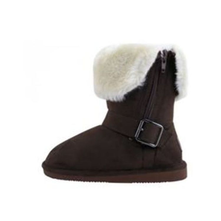 Girls' Fold Over Winter Boots - Brown Size 11-4 Age 4-8 Years 2