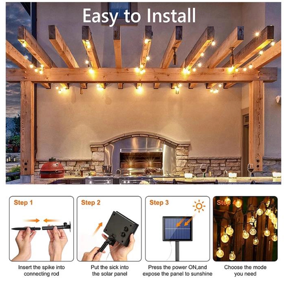 100 Led Solar Crystal Globe Lights 12 Meter With 1.8CM Dia 6