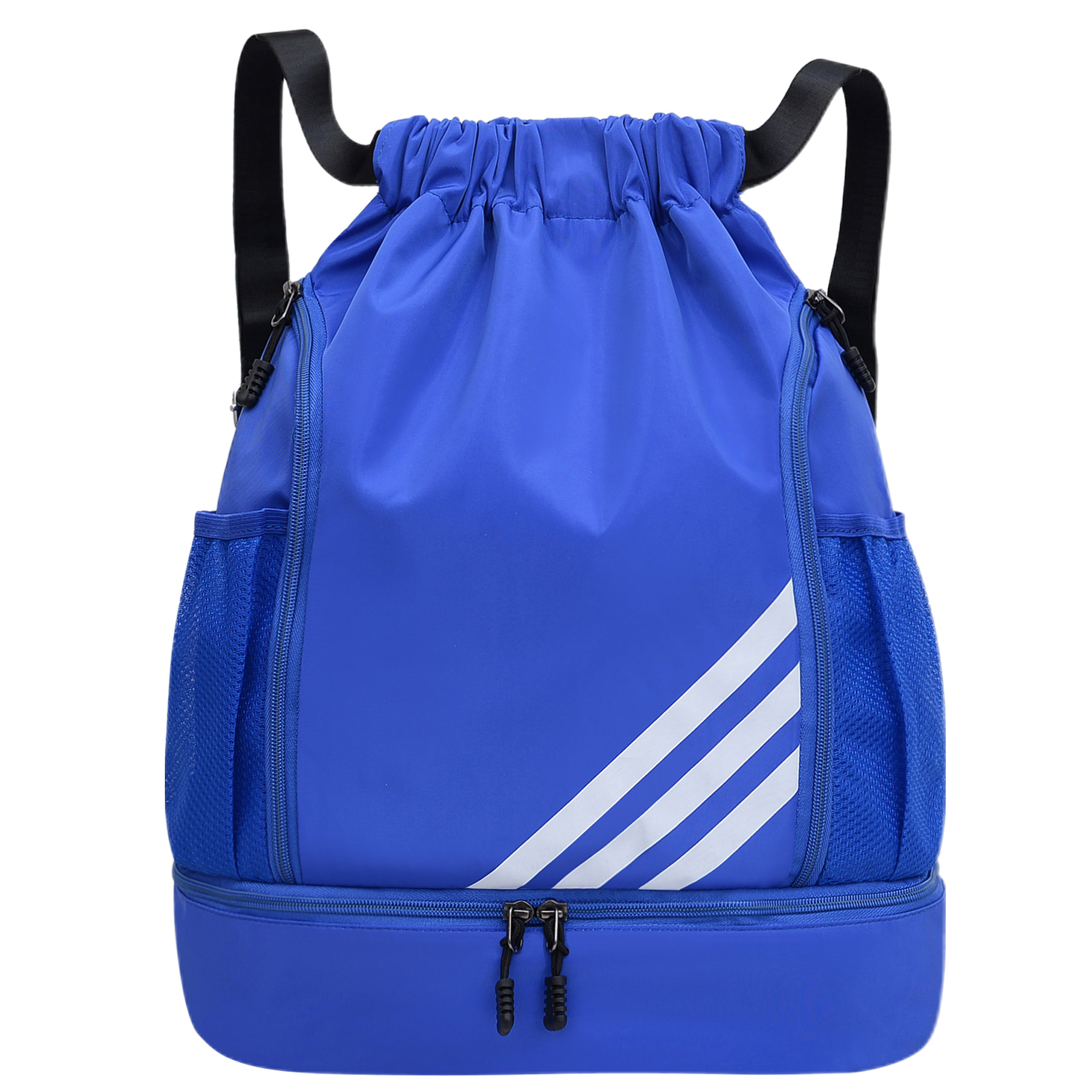Durable Polyester Sports Drawstring Bag With Separate Shoe Storage 3