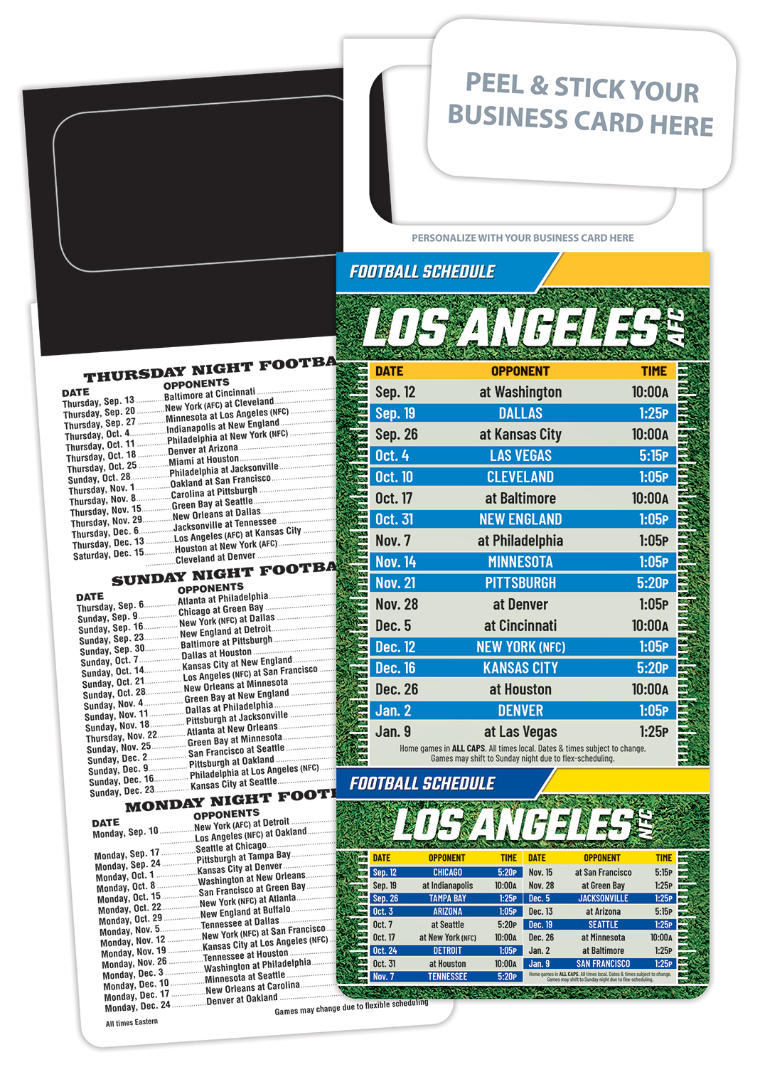 Pro Football Schedule Magnet - Peel and Stick Business Card (3.5x9) 1