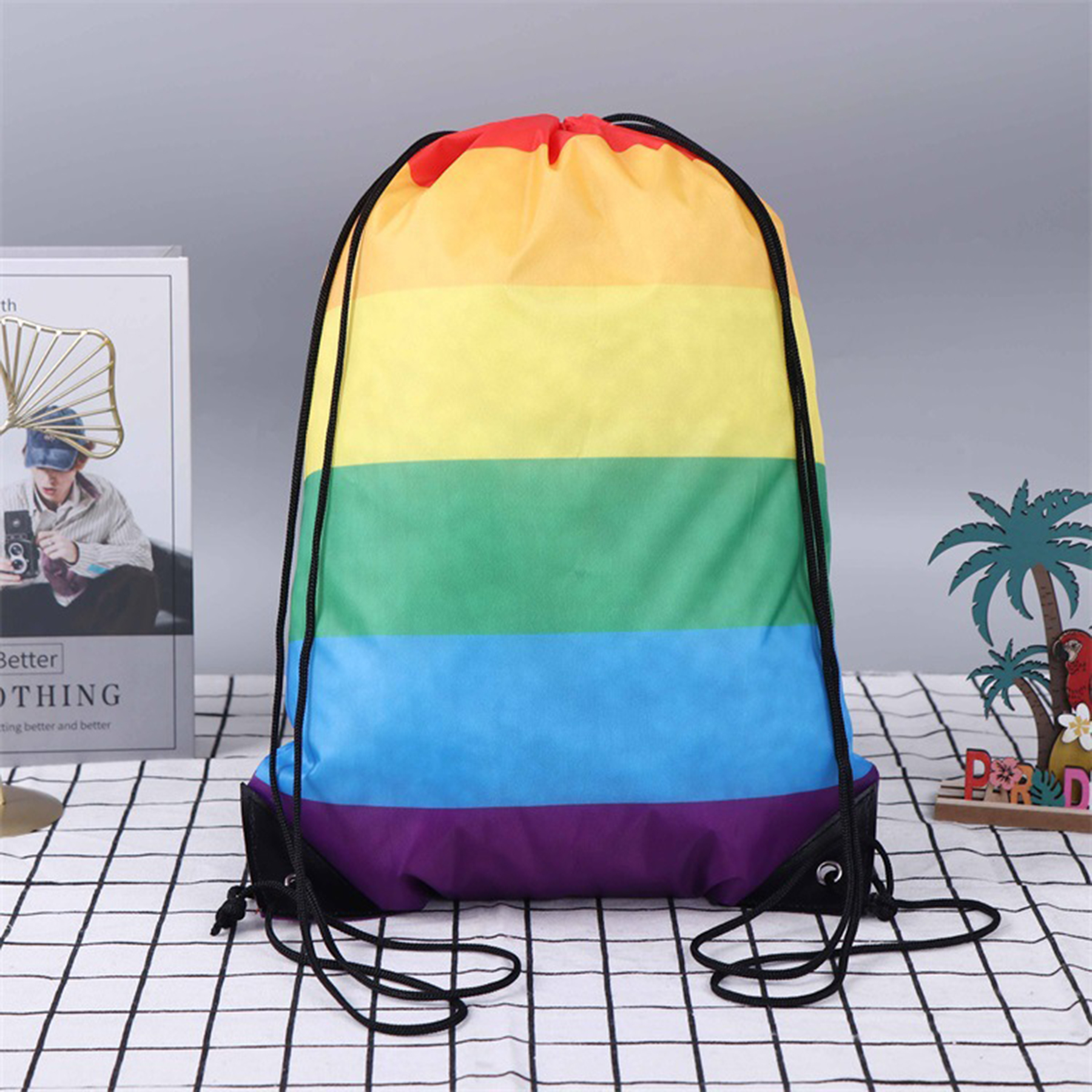Colorful Rainbow Drawstring Sports Backpack 3