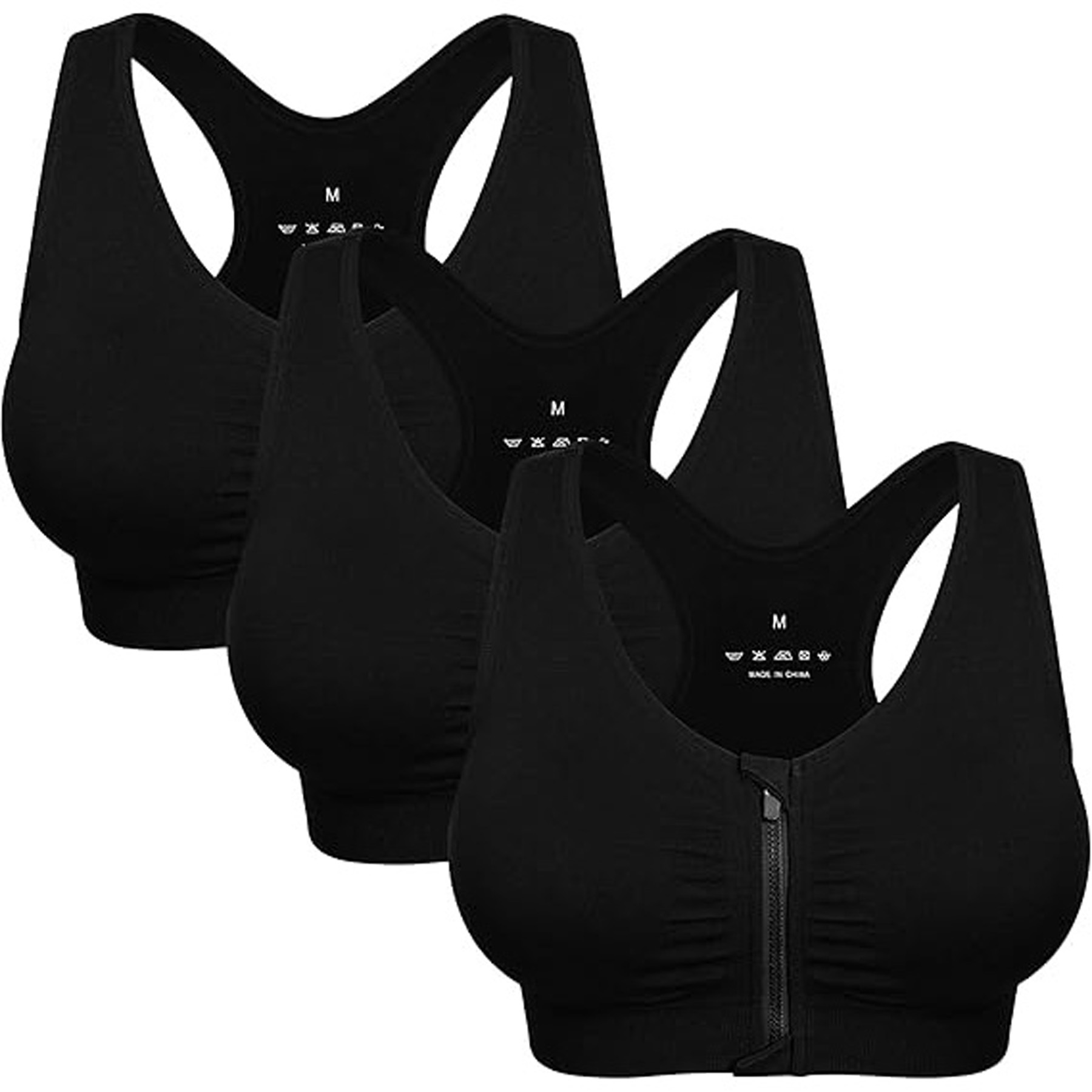Zip Front Wireless Sports Bra 2