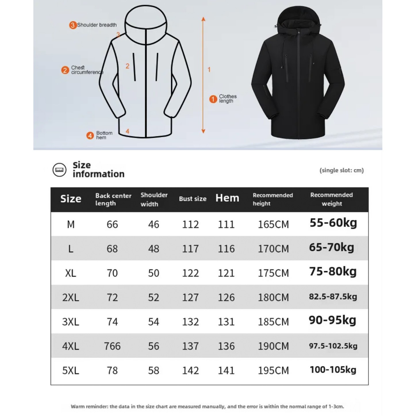 5 Zone Heating Jacket Hoodie Coat 3