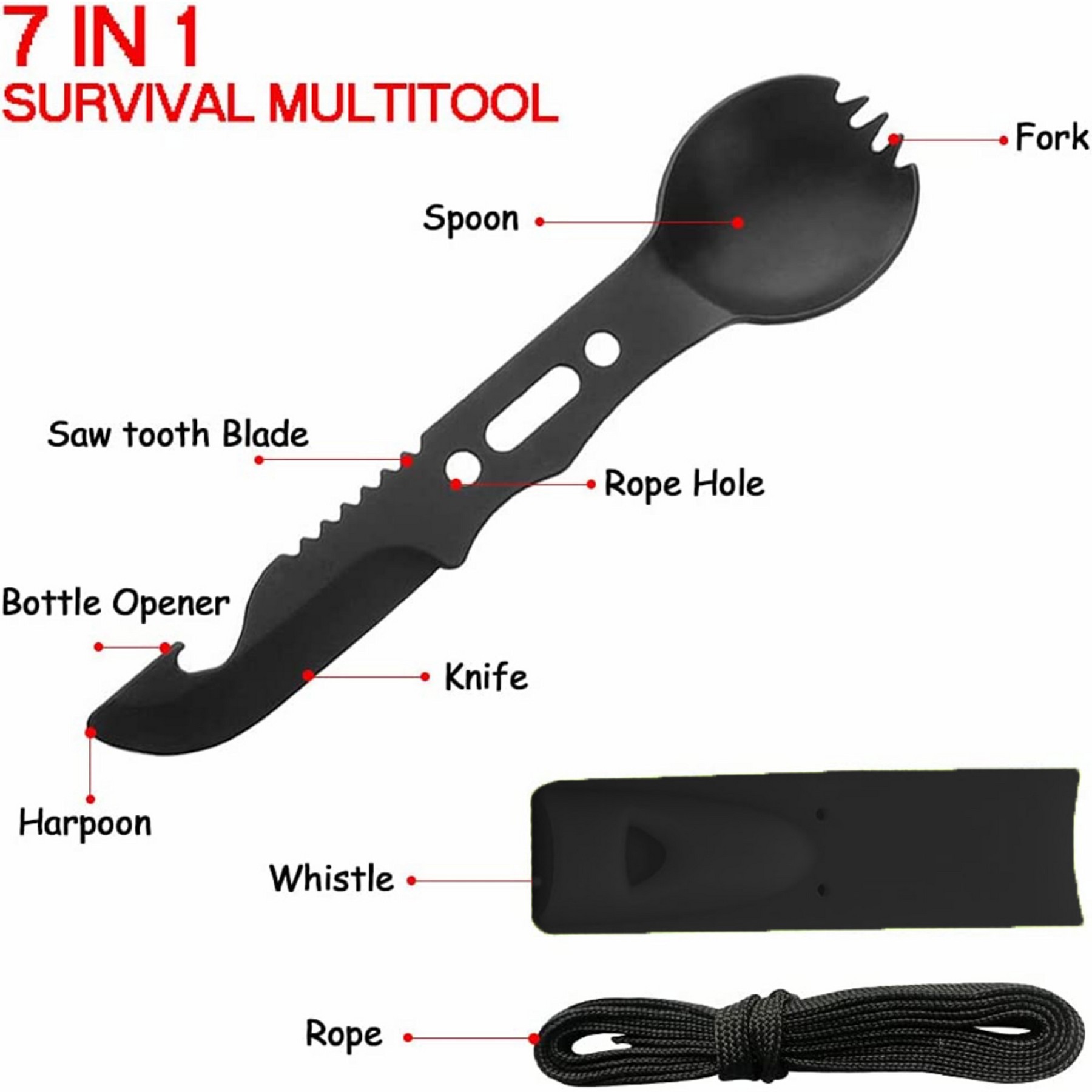 7-In-1 Outdoor Utility Tactical Survival Utensil 2