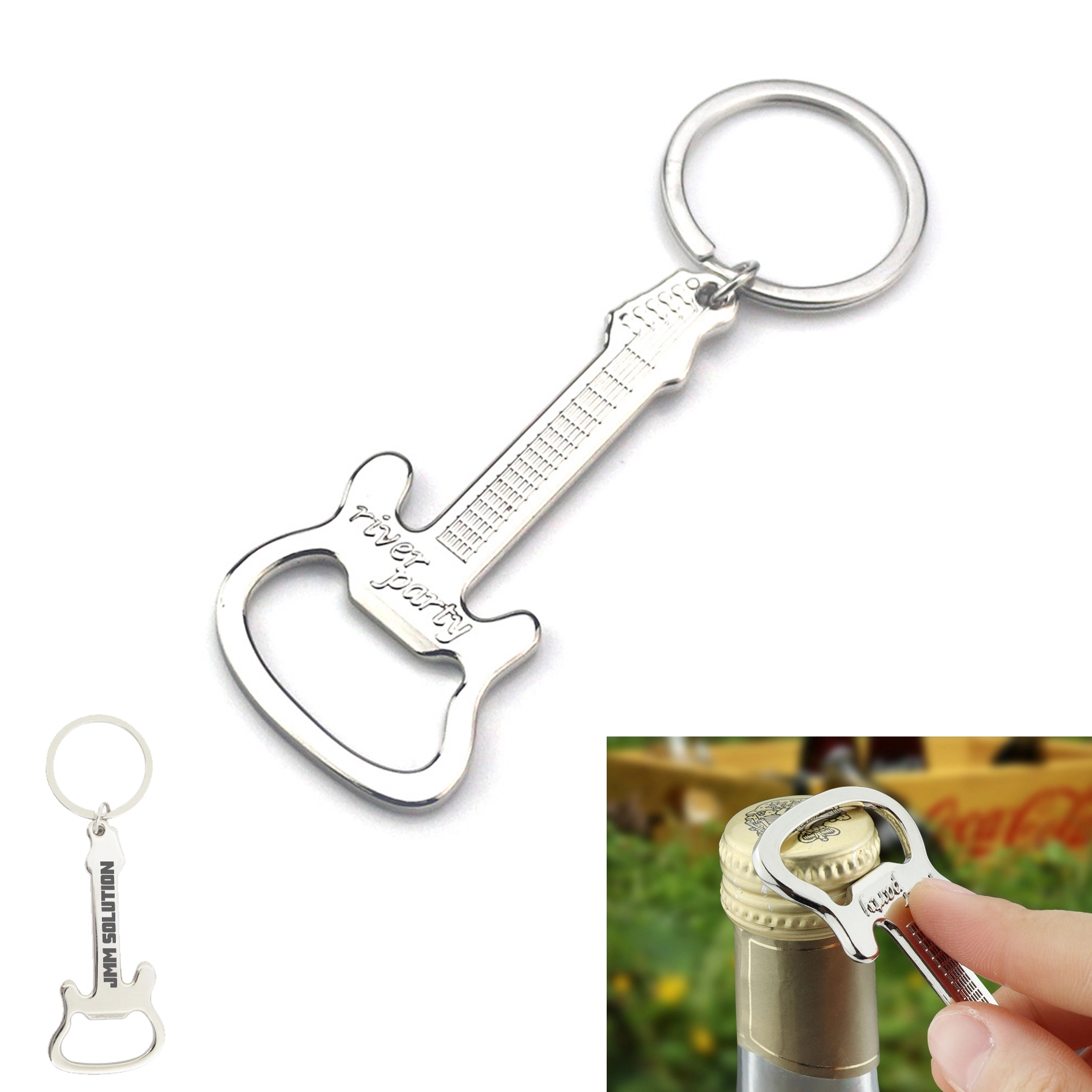 Guitar Shaped Bottle Opener Keychain 1