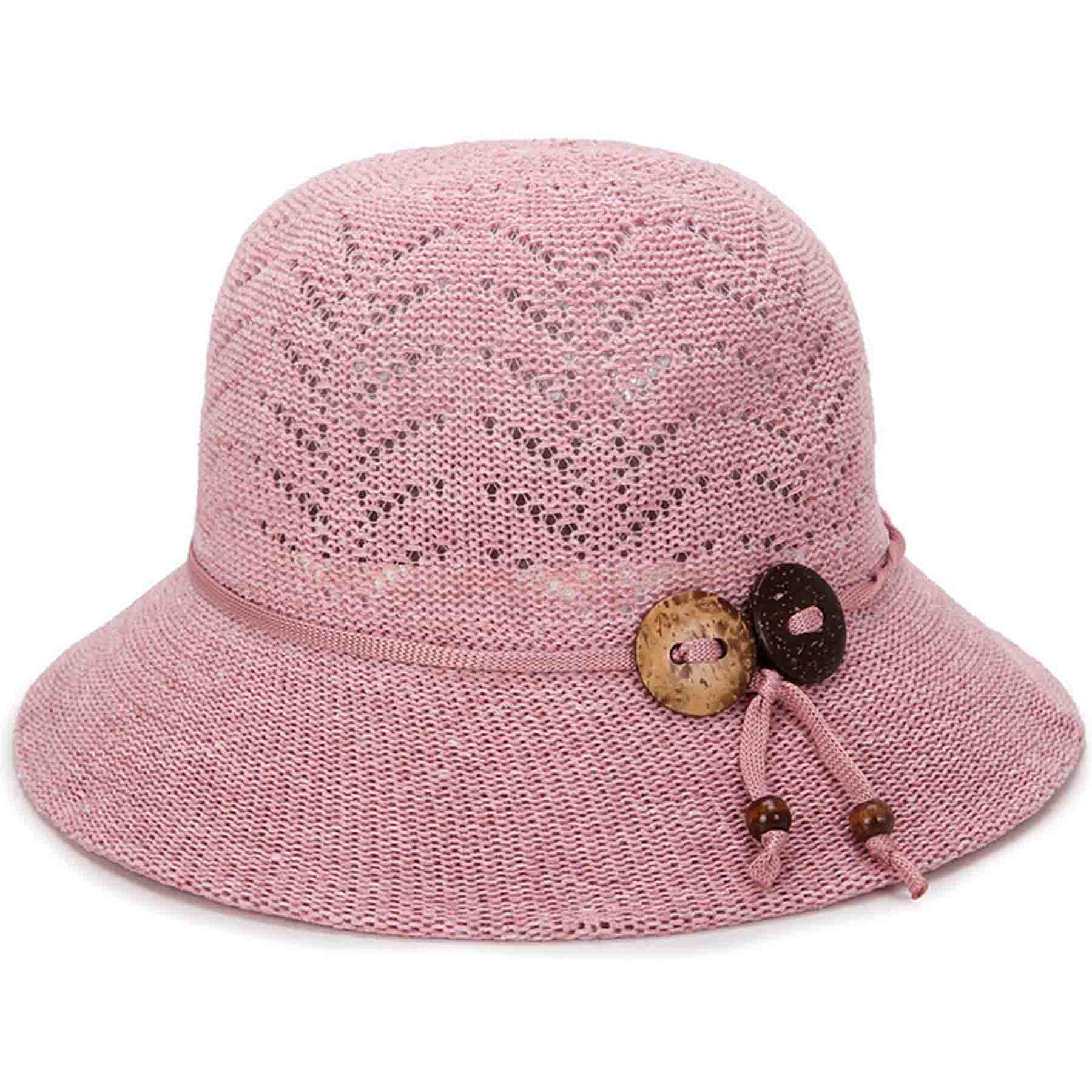 Coconut Shell Women Summer Hollow Knitted Bucket Hat 4