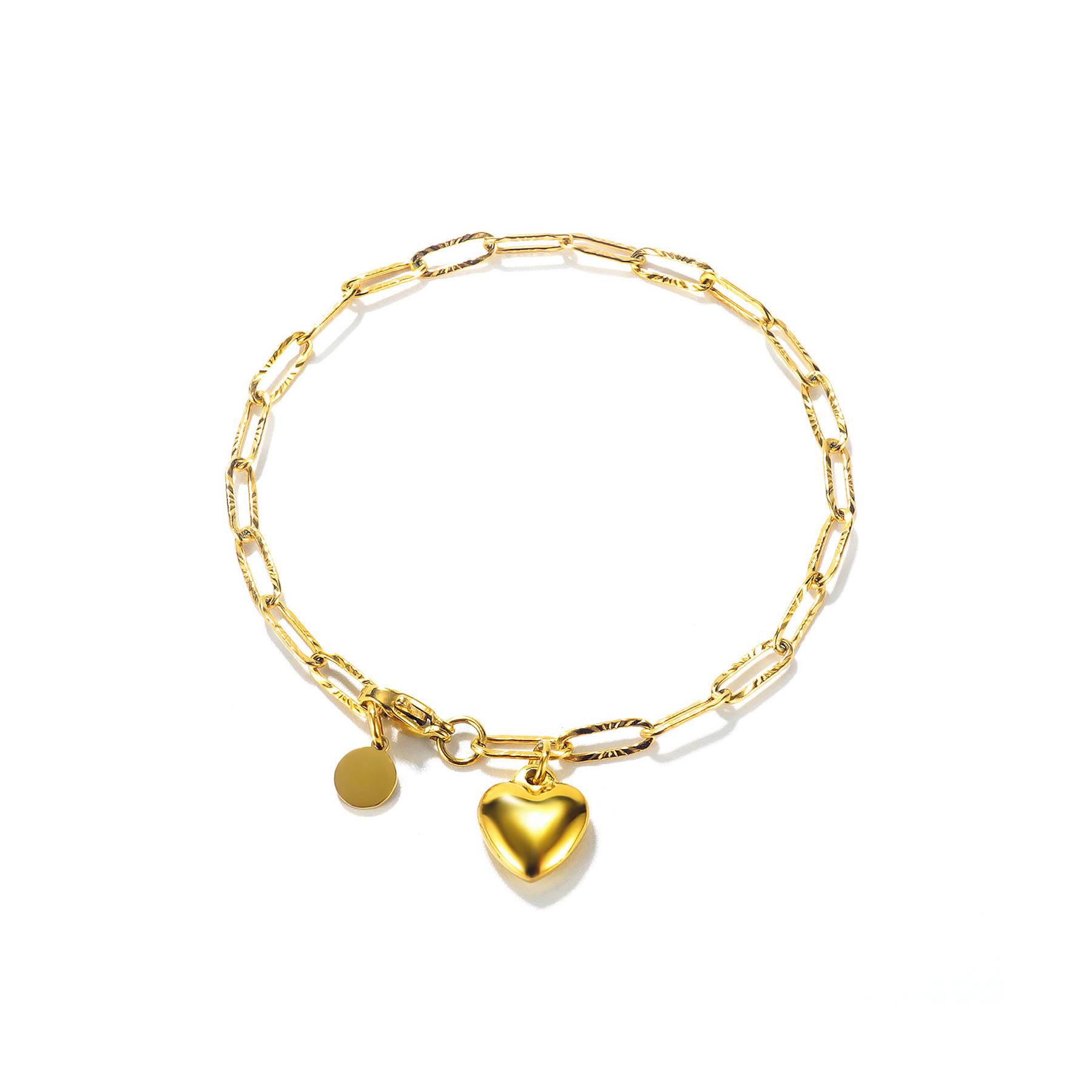 Heart Circle Pendant Stainless Steel Bracelet 11
