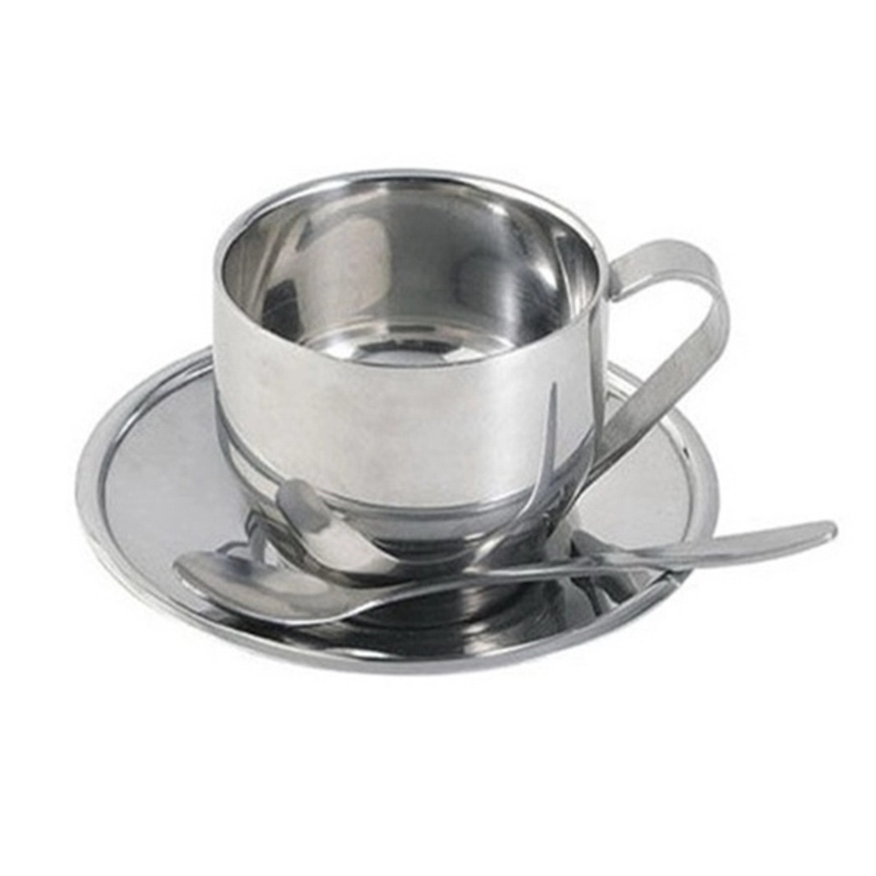 Stainless Steel Coffee Cup With Saucer 2