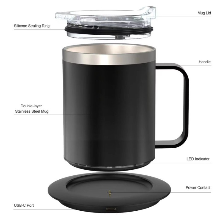 Stainless Steel Smart Heated Coffee Mug Warmer Set 3