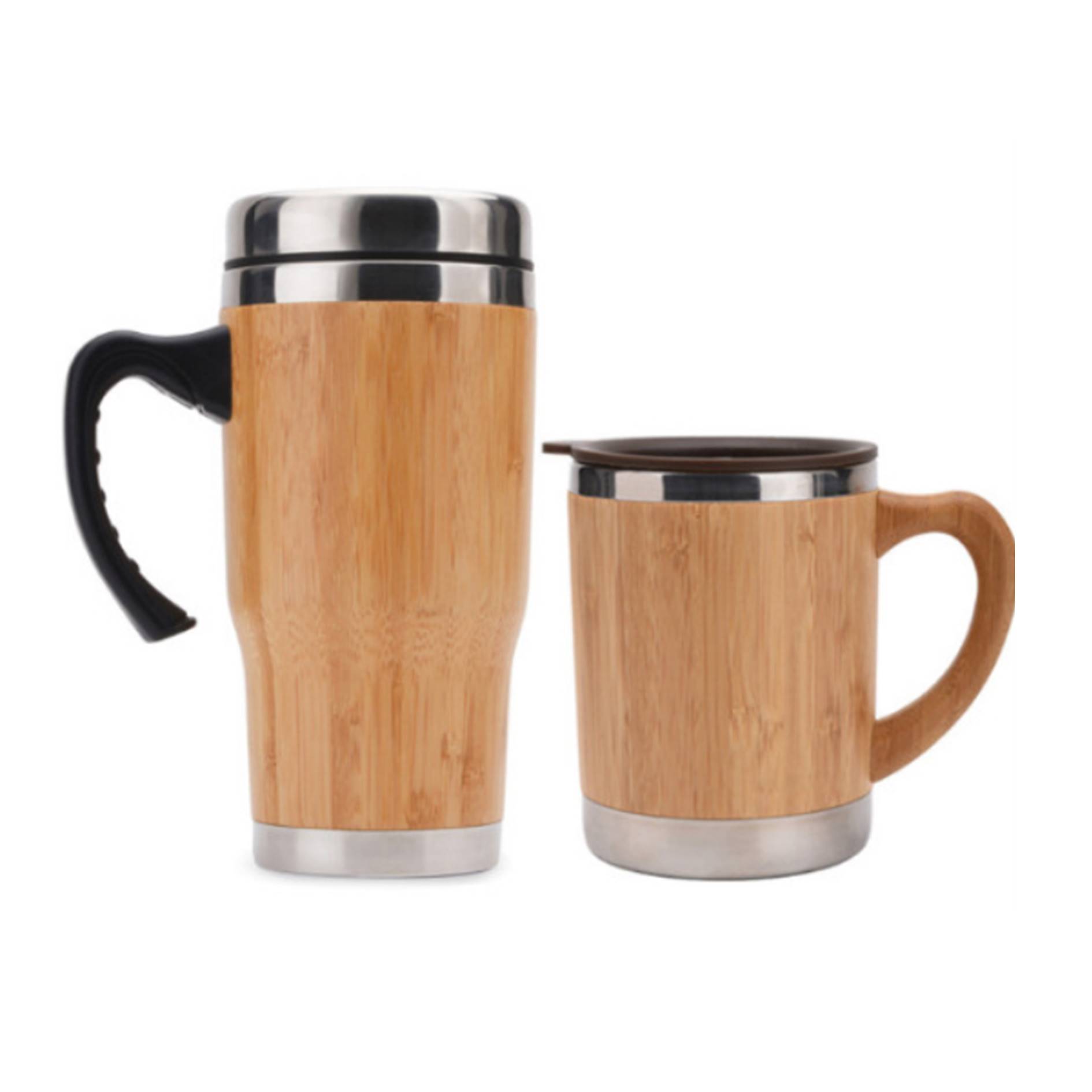 Wooden Cover 18 Oz. Coffee Cup Tumbler With Handle 1