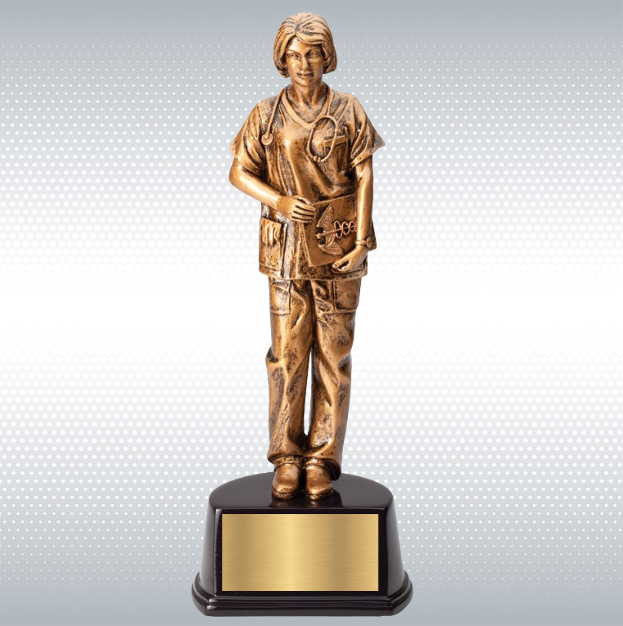 10" Premium Gallery Sculpture Golden American Hero Nurse Trophy Award 6