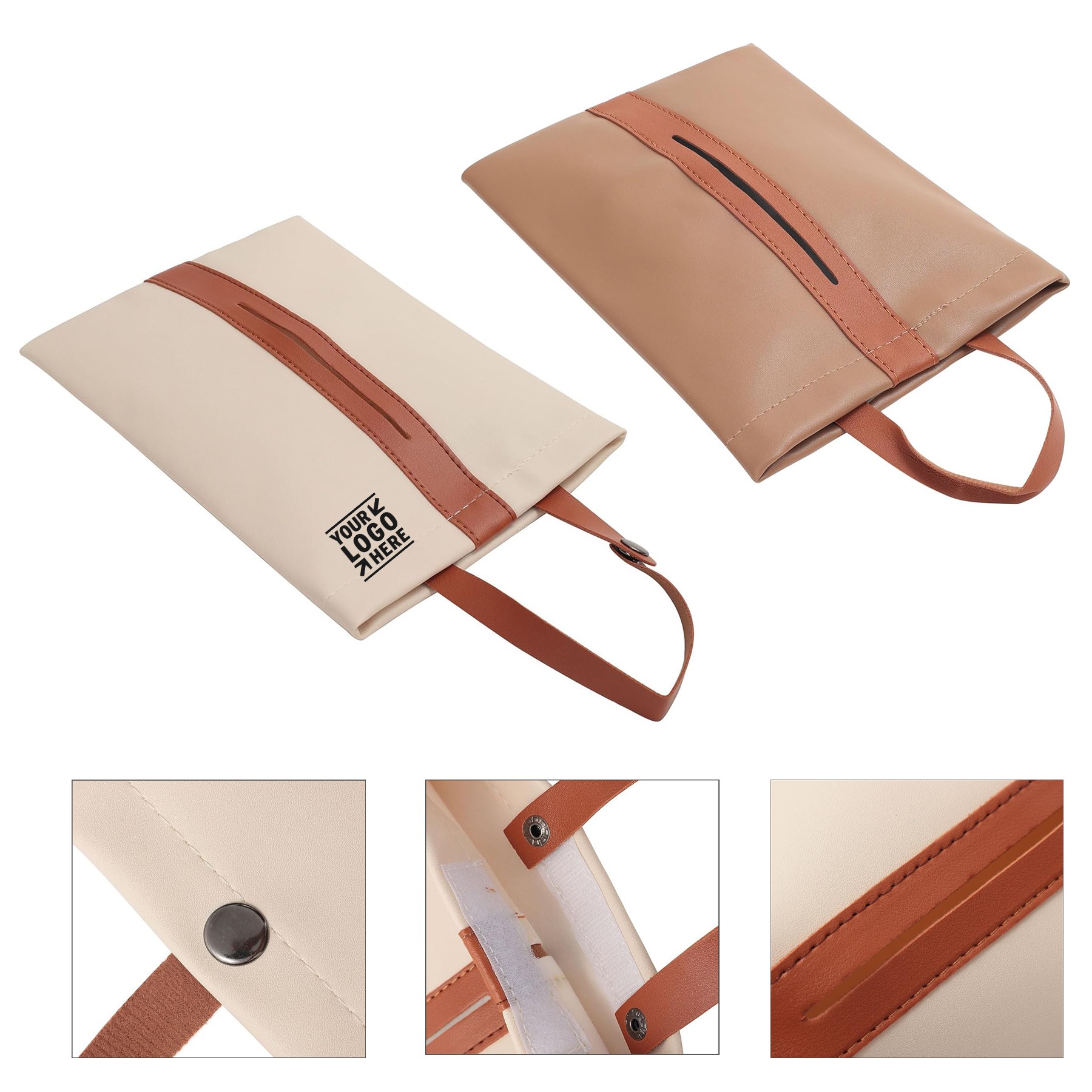 PU Leather Car Tissue Holder Rectangle Napkin Paper Towel Dispenser Box Case 2