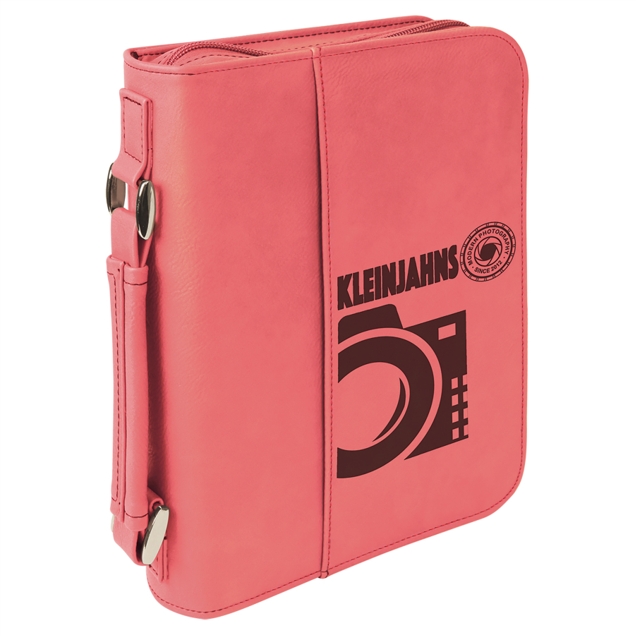 6 3/4" x 9 1/4" Pink Leatherette Book/Bible Cover with Handle & Zipper 2