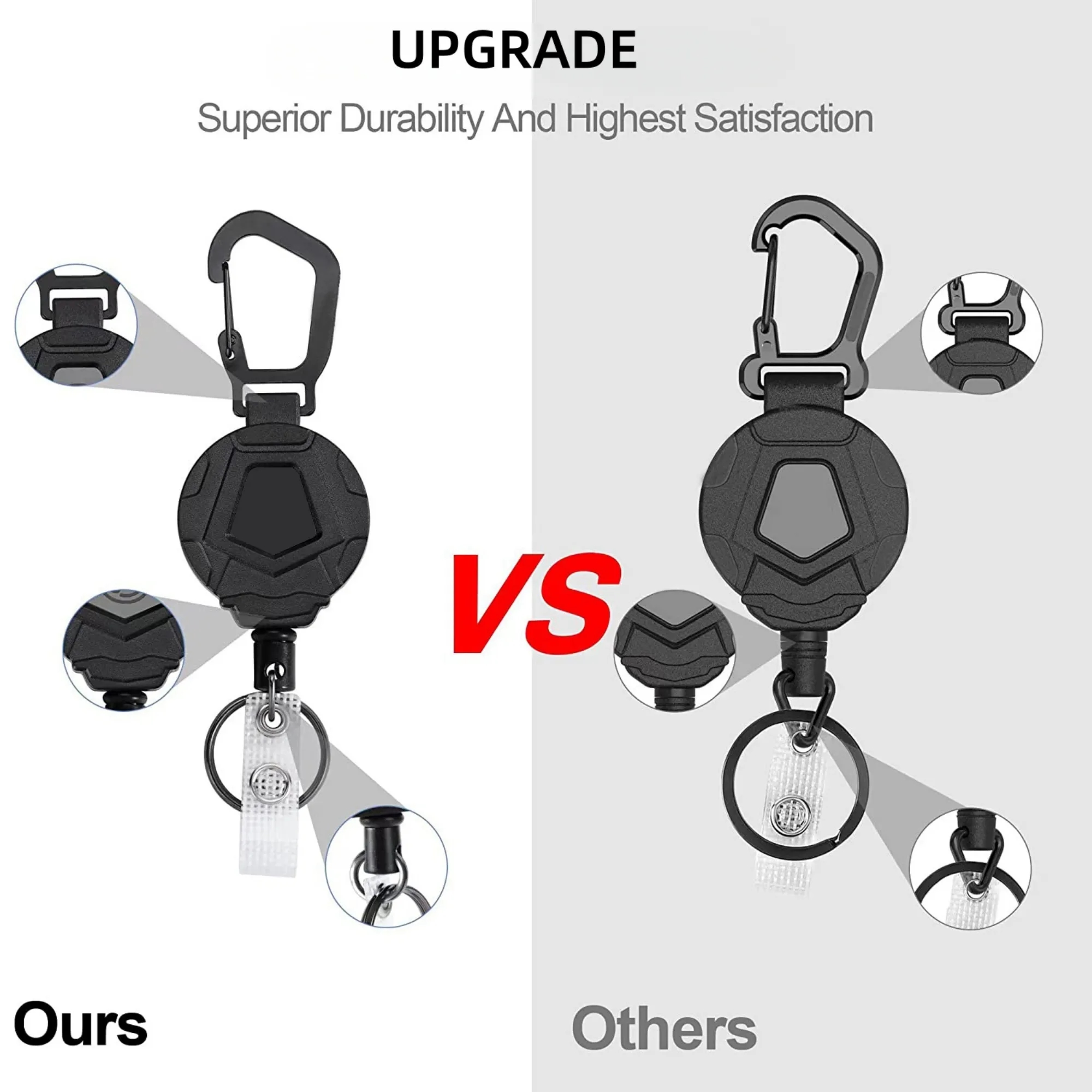 MOQ Retractable Keychain Badge Holder With Carabiner Clip 4